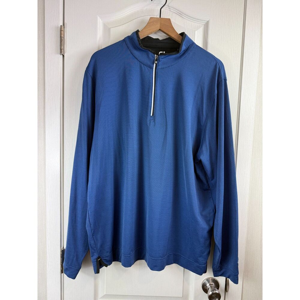 FootJoy Men’s XL Blue Golf Pullover 1/4 Zip Performance Elbow River